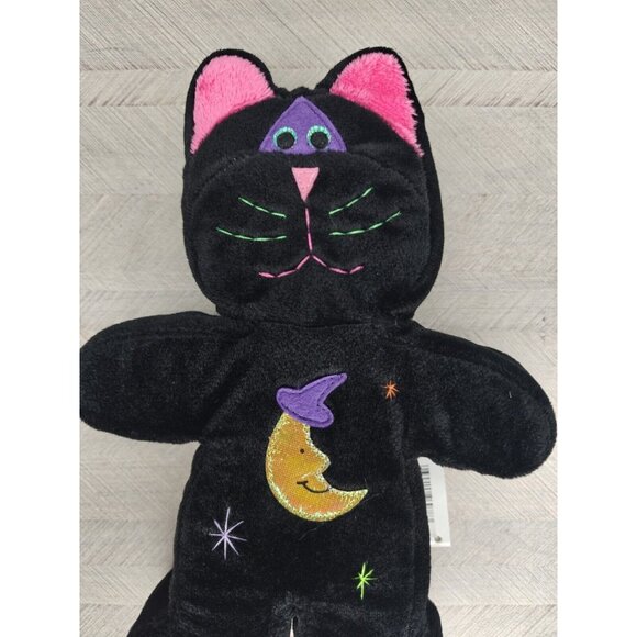 Russ Berrie Black Cat 9" Plush Halloween Stuffed Animal Embroidered New With Tag - Picture 2 of 7